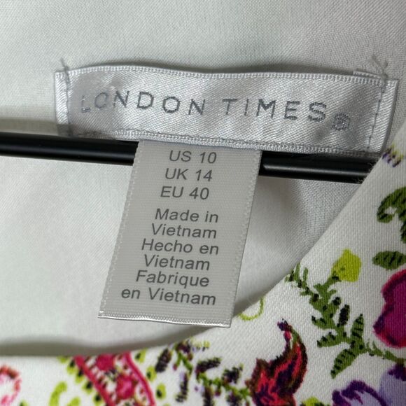 London Times Womens Sheath Dress 10 Pink Floral Green Sleeveless Event Spring - Picture 3 of 7